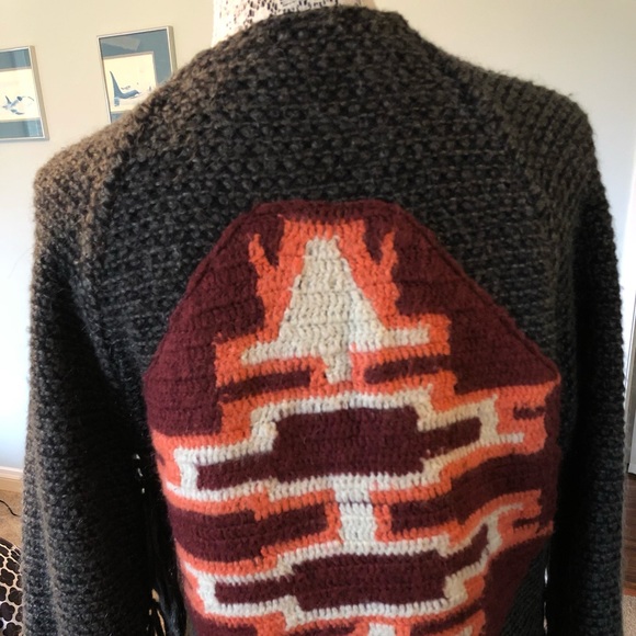 Maison Scotch Quality Jacket Cardigan Pure Wool Lined with Tassel Sleeves - Picture 5 of 11